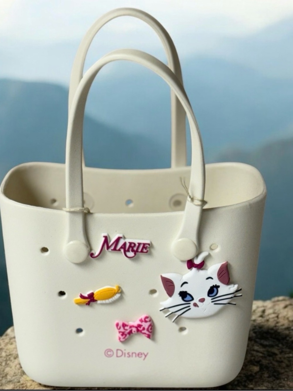 Disney Cream Marie Kids Tote with Character Charms